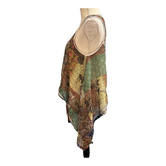 Sundance Womens M Embroidered Beaded Tank Top Long Sides Flowy Silky Paisley - Picture 2 of 11